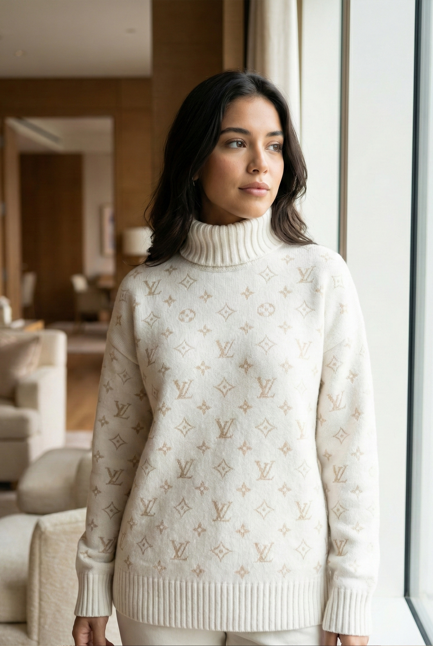Monogram Knit Turtleneck Sweater