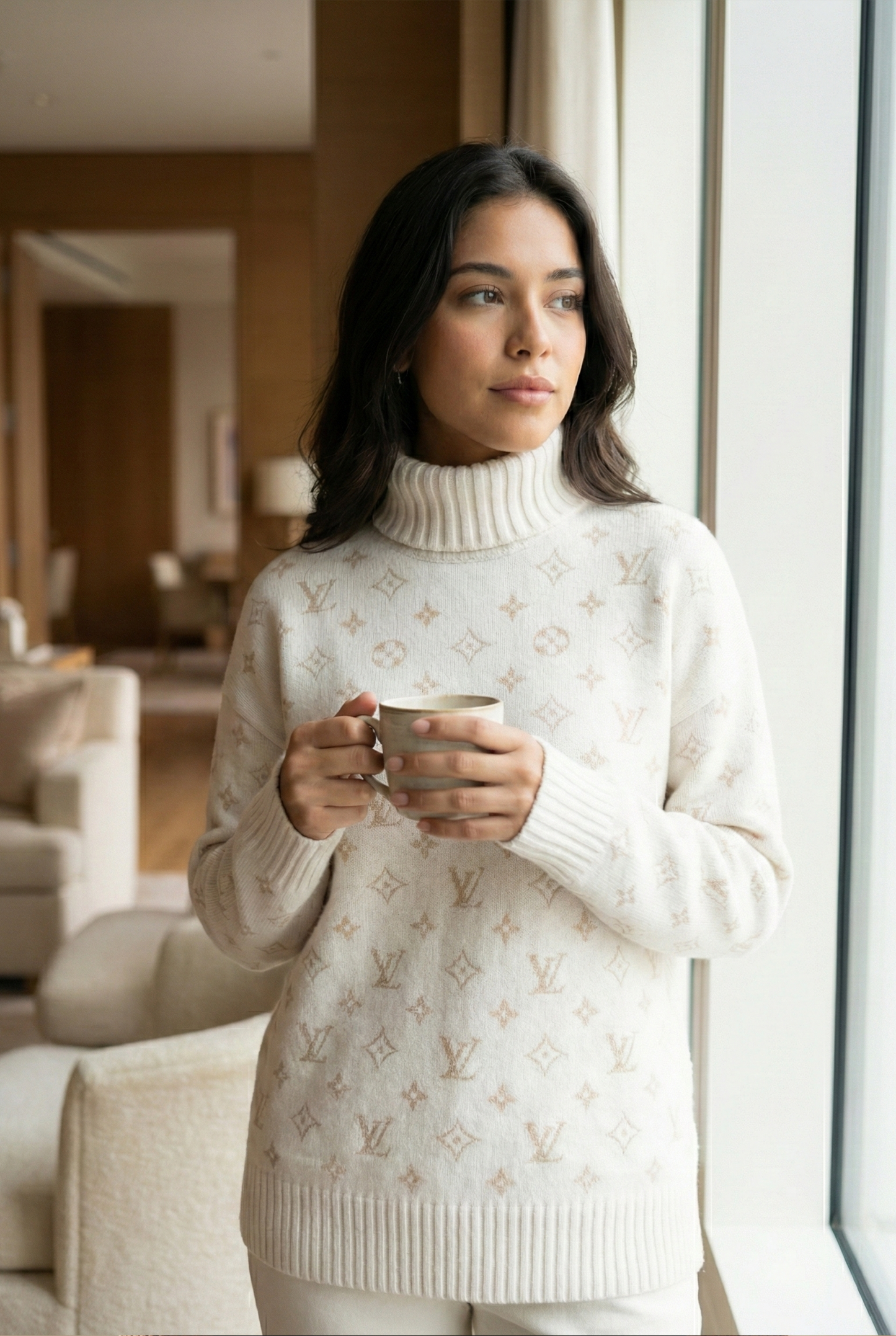 Monogram Knit Turtleneck Sweater
