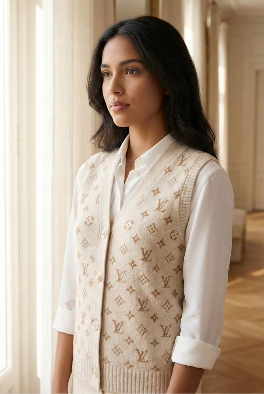 Monogram Knit Buttoned Vest