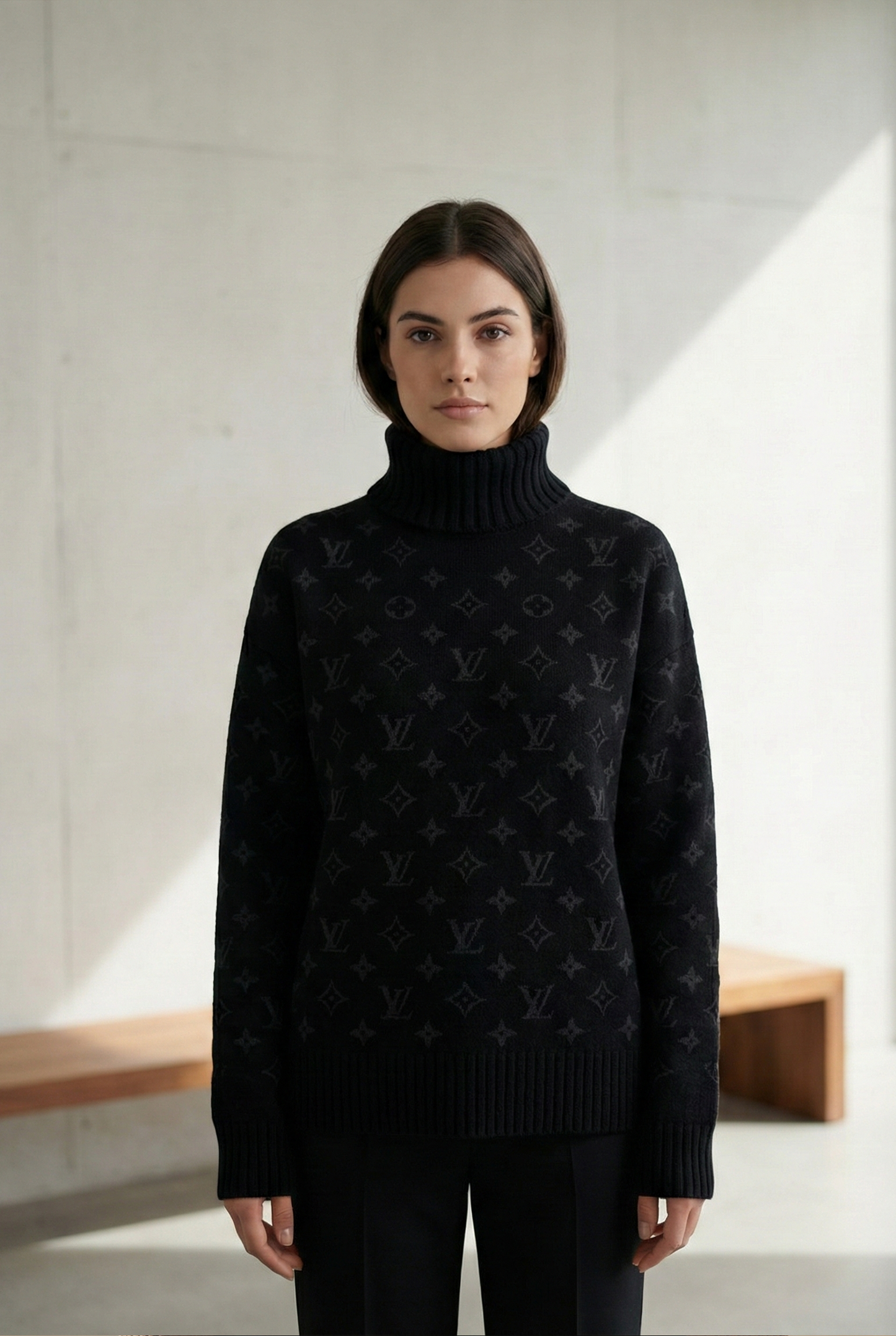 Monogram Knit Turtleneck Sweater