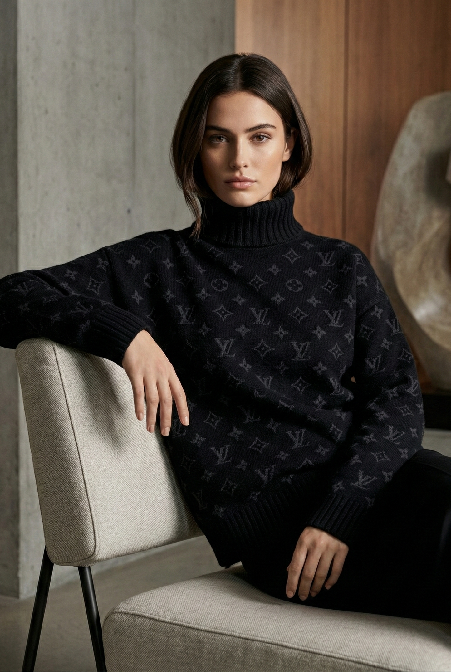 Monogram Knit Turtleneck Sweater